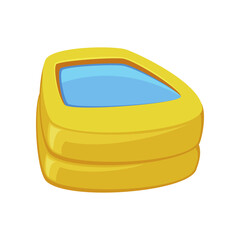 Sticker - Yellow inflatable kiddie pool vector illustration. Rubber or plastic container with water for children isolated on white background. Summer, holidays, entertainment concept