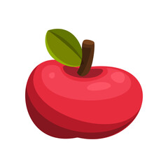 Wall Mural - Apple sticker. Vector illustration of cute fall item. Cartoon apple isolated on white background. Autumn decor concept