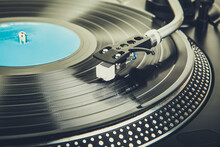 Playing A Vinyl Record On A Turntable