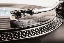 Playing A Vinyl Record On A Turntable