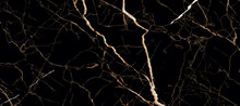 Black Portoro Marble With Golden Veins. Black Golden Natural Texture Of Marbl. Abstract Black, White, Gold And Yellow Marbel. Hi Gloss Texture Of Marble Stone For Digital Wall Tiles Design.