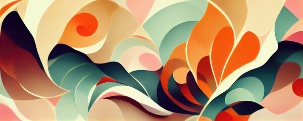 Modern pastel abstract flower pattern as wallpaper background (Generative AI)