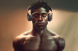 © ADDICTIVE STOCK - AI generated image of relaxed black man in headphones