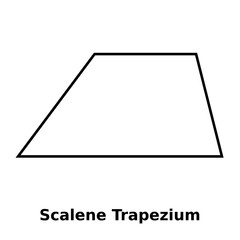 Wall Mural - Simple monochrome vector graphic of a scalene trapezium. This is a shape with four sides where two opposite sides are parallel to each other, but the other two sides are different lengths