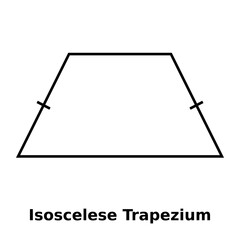 Wall Mural - Simple monochrome vector graphic of an isosceles trapezium. This is a shape with four sides where two opposite sides are parallel to each other and the other two sides are of equal length