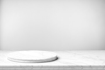 Aufkleber - Empty white marble table top on white wall mock up banner abstract background for display your packaging or mockup design template