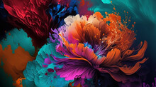Beautiful Vintage Abstract Flowers Colorful Digital Painting Background. Generative Ai
