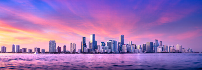 Wall Mural - the skyline of miami during sunset, florida