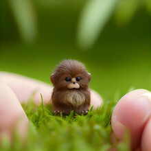 This Is A Cute Mini Monkey The Size Of A Thumb With A Blurry. Generative Ai
