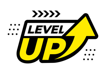 modern level up typography logo design. level up text with arrow. vector illustration