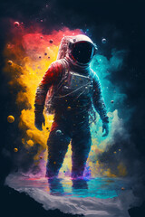 Wall Mural - generative ai astronaut floating zero gravity in outer space. discovery, exploration concept