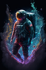 Wall Mural - generative ai astronaut floating zero gravity in outer space. discovery, exploration concept