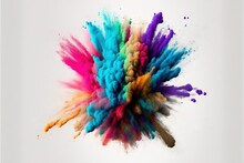  A Multicolored Explosion Of Paint On A White Background With A White Frame Around It And A White Background With A White Border Around It.  Generative Ai