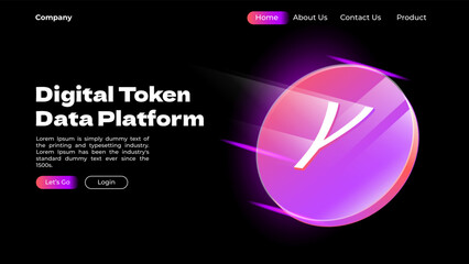 Wall Mural - landing page design with a digital token for business