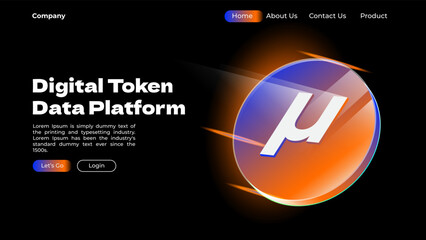 Wall Mural - landing page design with a digital token for business