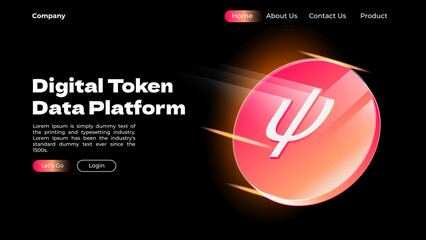 Wall Mural - landing page design with a digital token for business