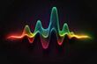 © Maxim Stepanov - Abstract sound wave design on black background. Equalizer effect in neon colors. Generative AI