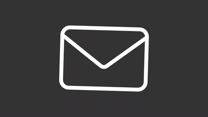 Poster - Animated mail white line icon. Written correspondence. Email. Loop HD video with chroma key, alpha channel on transparent background, black solid background. Outline motion graphic animation
