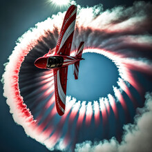 Air Show With Airplane Doing Loop Acrobatics And Smoke. Generative Ai