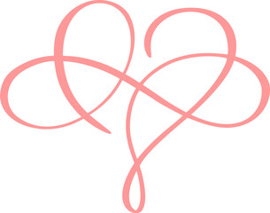 pink vector calligraphy heart and forever sign. love infinity valentine day romantic symbol logo lin