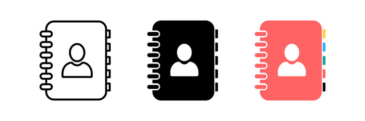 Fototapete - Address book icon. Contact note flat vector illustration on white background. eps 10