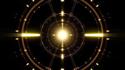 Glowing lights in Endless Circle Pattern Tunnel Background