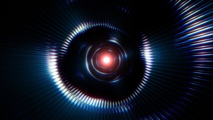 Poster - Glowing Red Light Core in the Blue Swirl Waves