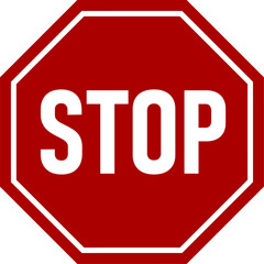 Poster - Stop Red Warning Sign Icon with an Octagonal Shape. Vector Image.