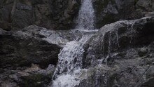 Mesa Potamos Falls In Cyprus.  Extreme Slow Motion Of Water Falling On Rocks