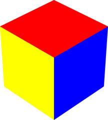 Poster - Simple Colorful Cube Icon in 3D Style Perspective View. Vector Image.