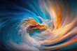  a computer generated image of a wave of water and colors in the form of a wave with a blue, yellow, orange, and red swirl.  generative ai