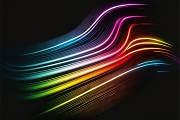  a colorful abstract background with lines of light coming out of the center of the image and a black background with a gold frame around the edges.  generative ai