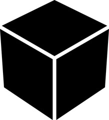 Poster - Simple Black Cube Box Icon in 3D Style Perspective View. Vector Image.