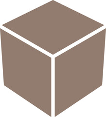 Poster - Simple Brown Cube Box Icon in 3D Style Perspective View. Vector Image.