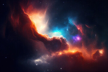 Wall Mural - space background. galaxy and nebula in night sky with bright stars. abstract cosmic background. crea