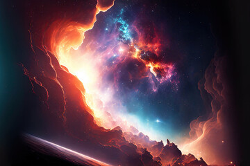 Wall Mural - space background. galaxy and nebula in night sky with bright stars. abstract cosmic background. crea