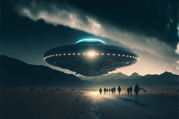 Alien extraterrestrial invasion, UFO landing, Generative ai