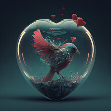 A Bird Inside A Bubble Heart