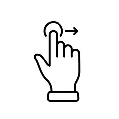 Poster - Hand Finger Swipe and Drag Right Line Icon. Pinch Screen, Rotate on Screen Linear Pictogram. Gesture Slide Right Outline Icon. Editable Stroke. Isolated Vector Illustration