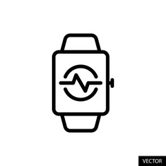 Poster - Smartwatch vector icon in line style design for website, app, UI, isolated on white background. Editable stroke. Vector illustration.