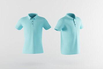 blue polo shirt on an isolated background. the concept of selling clothes, a polo shirt without prin