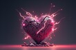 A pink heart struck by lightning