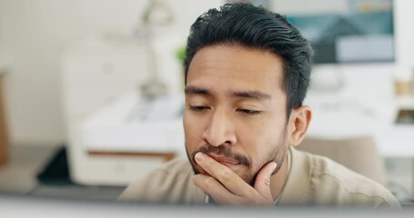 Fototapete - Computer, headache and face of businessman stress over bad investment, stock market crash or financial economy crisis. Burnout, migraine and crypto trader with forex or NFT trading mistake