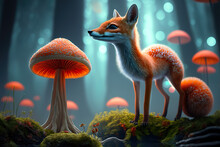 A Fairy-tale Forest With Animals And Plants That Really Fit It. A Unique Imagined Landscape With Details. The Picture Was Created With The Help Of Ai.