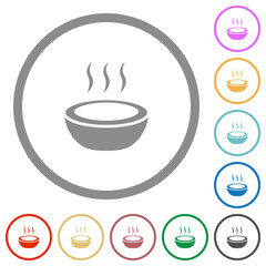 Sticker - Steaming bowl flat icons with outlines