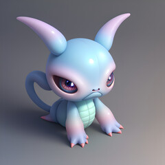 Wall Mural - A small, cute and creepy extraterrestrial toy, made of plastic. AI generated.