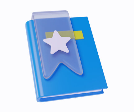 3d bookmark icon illustration, favorite book illustration with glass morphism style