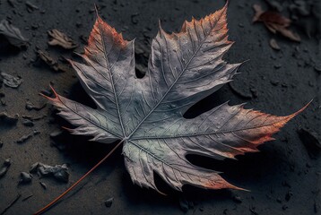 abstract background of close up dry maple leaf on ground, generative ai