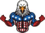 Fototapeta Kosmos - Strong american eagle cartoon character