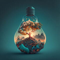 Poster - Tree in light bulb